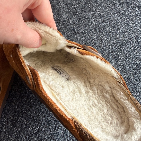 Birkenstock Women’s Boston Shearling-Lined Clogs Tan White Size 39 - Picture 15 of 16